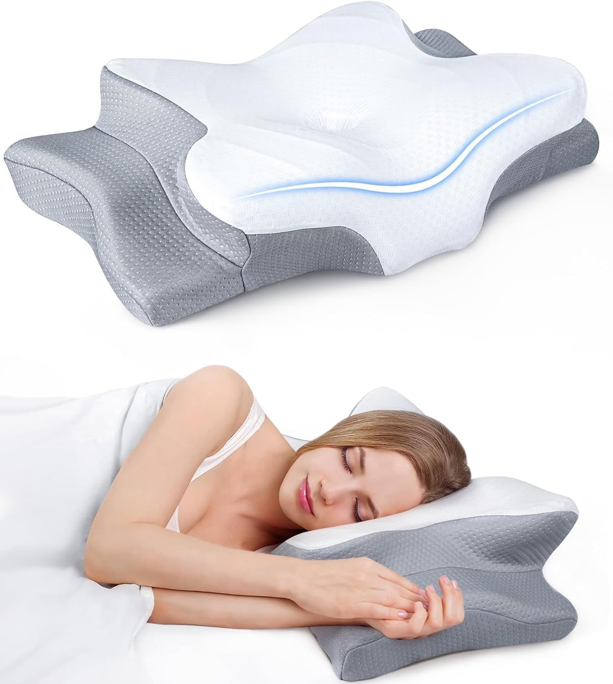 Ultra Pain Relief Cooling Pillow for Neck Support, Adjustable Cervical Pillow Cozy Sleeping, Odorless Ergonomic Contour Memory Foam Pillows, Orthopedic Bed Pillow for Side Back Stomach Sleeper : Home & Kitchen