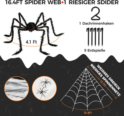 Halloween Decorations Outdoor Spider Webs:1Pcs Giant Spiders-Outdoor Use