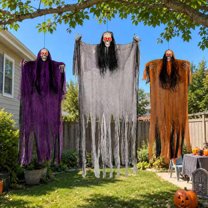 3PCS Hanging Skeleton Ghost  LED Red Eye Grim Reapers