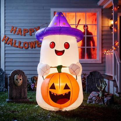 5FT Inflatables Decor Ghost with Pumpkin