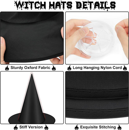 12 PCS Witch Hats, Black Hanging Witch Hats Porch Yard Decor