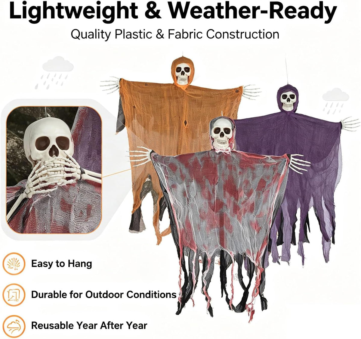 Outdoor Skeleton Ghost With 8 Modes Lights