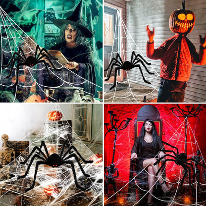 Halloween Decorations Outdoor Spider Webs:1Pcs Giant Spiders-Outdoor Use