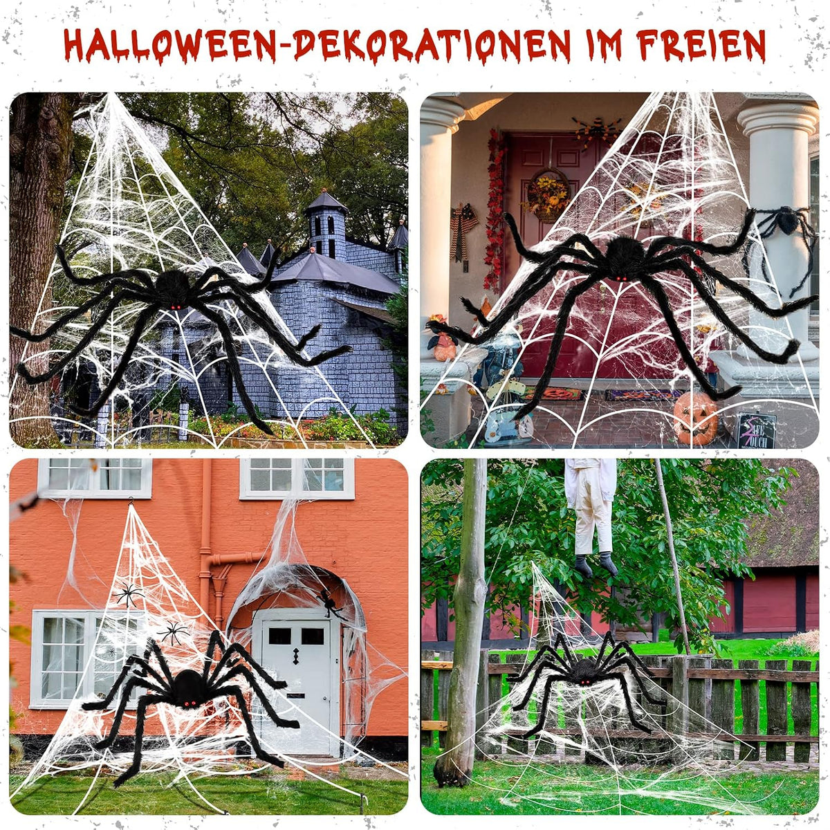 Halloween Decorations Outdoor Spider Webs:1Pcs Giant Spiders-Outdoor Use