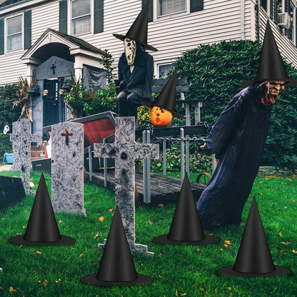 12 PCS Witch Hats, Black Hanging Witch Hats Porch Yard Decor